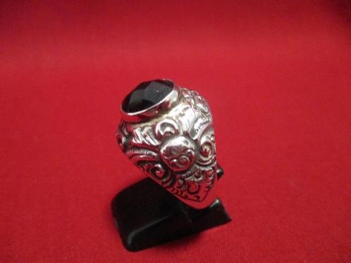 Balinese ring Ø 18,6 mm, zilver, floraal motief, onyx steen, Sieraden, Tassen en Uiterlijk, Ringen, Nieuw, Dame of Heer, 18 tot 19