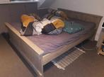 Steigerhouten bed met lattenbodem, Huis en Inrichting, Slaapkamer | Bedden, Ophalen, Steigerhout, Tweepersoons, Zo goed als nieuw