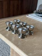 Set van 6 vintage RVS eierdopjes, Overige materialen, Gebruikt, Overige typen, Ophalen of Verzenden