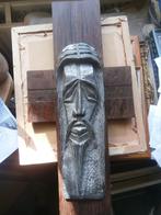 Mooi houten kruis, met uitgestoken Jezus er op. Mooi hout, Antiek en Kunst, Antiek | Religie, Ophalen of Verzenden