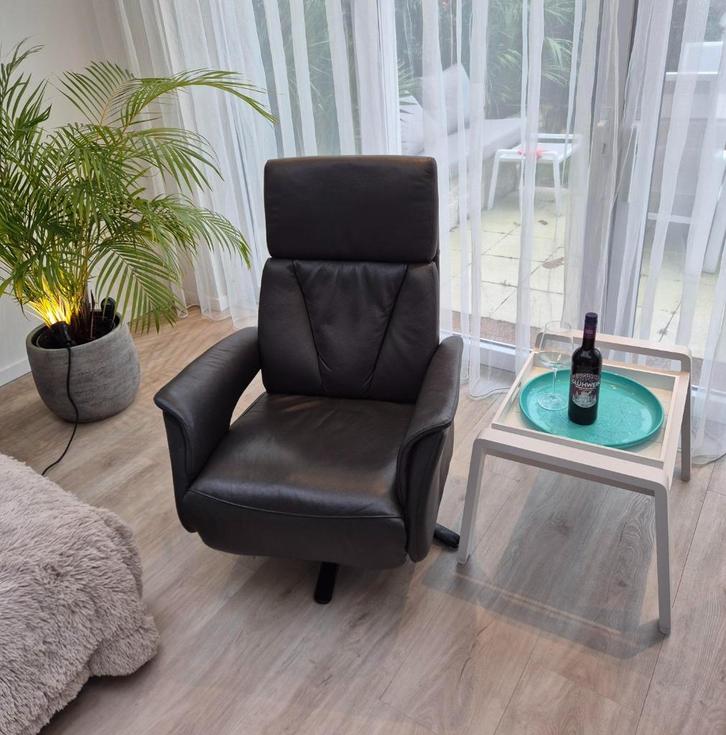Relax fauteuil  leer draaibaar accu Topswing, Huis en Inrichting, Fauteuils, Zo goed als nieuw, Leer, 50 tot 75 cm, Minder dan 75 cm