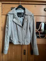 Bikerjacket goosecraft grijs biker jas 406 suede leer 36 s, Goosecraft, Ophalen of Verzenden, Jasje, Maat 36 (S)