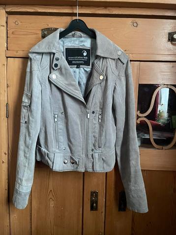 Bikerjacket goosecraft grijs biker jas 406 suede leer 36 s beschikbaar voor biedingen