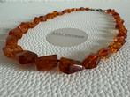 S250/Prachtige 925 subtiele AMBER Blokjes ketting, Gebruikt, Overige kleuren, Verzenden, X