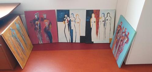 Kunstacademie Schilderijen - Serie van 5, Antiek en Kunst, Kunst | Schilderijen | Abstract, Ophalen of Verzenden