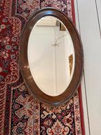 Antieke, brocante ovale spiegel met facetrand, Ophalen of Verzenden