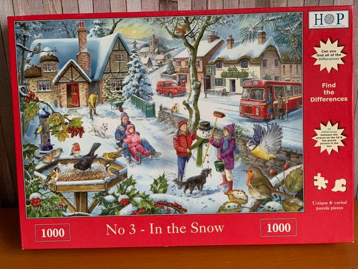HOP winterpuzzel 1000 stukjes. In the Snow., Hobby en Vrije tijd, Denksport en Puzzels, Zo goed als nieuw, Legpuzzel, 500 t/m 1500 stukjes