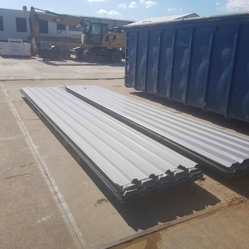 38 - Damwandplaten, Doe-het-zelf en Verbouw, Dakpannen en Dakbedekking, Gebruikt, Dakplaat of Dakpanplaat, Metaal, Grijs, 5 tot 10 m²