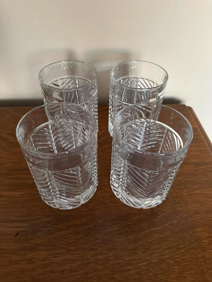 Set van 4 Ralph Lauren Herringbone Old Fashioned glazen, Verzamelen, Glas en Borrelglaasjes, Gebruikt, Overige typen, Ophalen of Verzenden