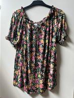 Maat MS Mode tshirt zwart met gekleurde bloemetjes, Maat 38/40 (M), Zwart, Ophalen of Verzenden, Zo goed als nieuw
