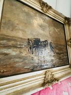 Schilderij met paard en wagen, Ophalen of Verzenden