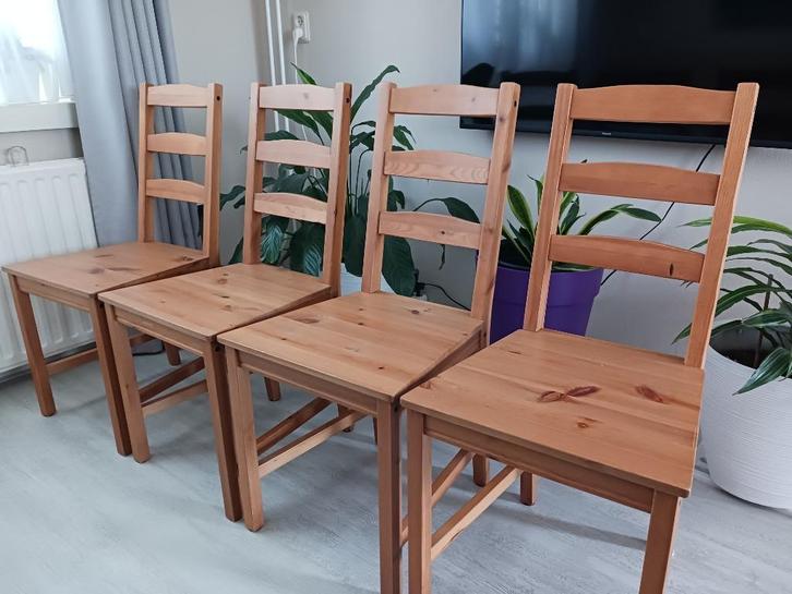 4 Jokkmokk houten stoelen van Ikea, Huis en Inrichting, Stoelen, Nieuw, Bruin, Ophalen