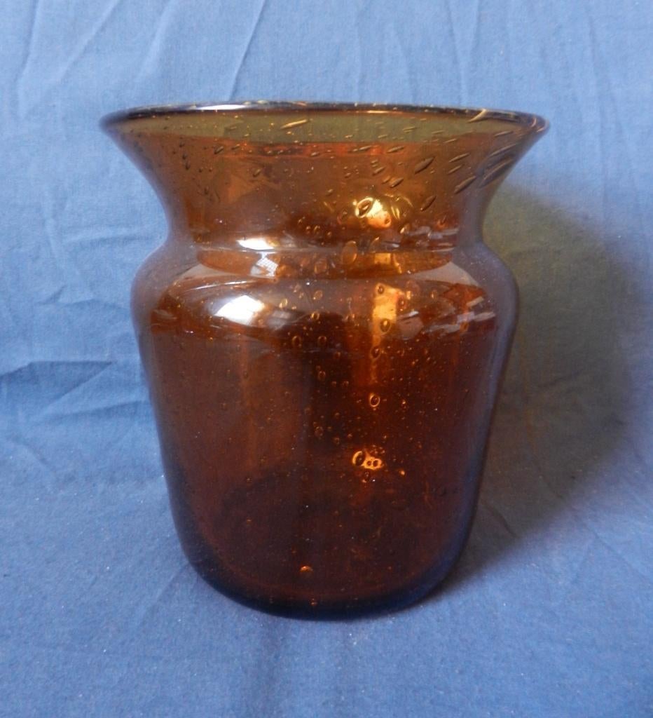 Amber glazen vaas luchtbellen Kosta Boda Erik Höglund h 18,1, Antiek en Kunst, Antiek | Glas en Kristal, Ophalen of Verzenden