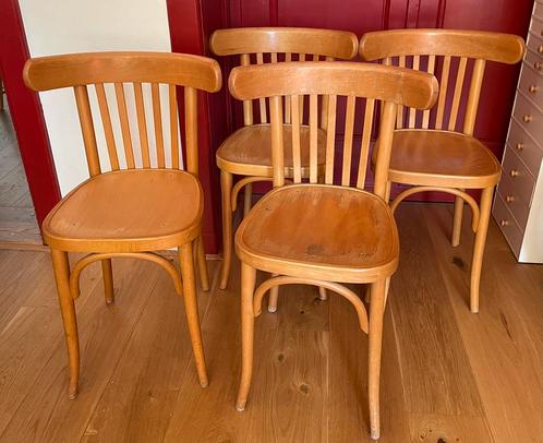 Vier café/thonet stoelen, Huis en Inrichting, Stoelen, Gebruikt, Vier, Hout, Bruin, Ophalen