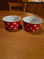 SCHALEN 🍄 V&D ROOD MET WITTE STIPPEN POLKADOT  2X, Ophalen of Verzenden, Overige stijlen, Schaal of Schalen