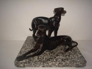 2 prachtige Bronzen Windhonden (Wipid,Galgo,Grehound) beschikbaar voor biedingen