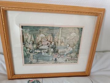 Te koop Anton Pieck schilderij - Poffertjeskraam beschikbaar voor biedingen