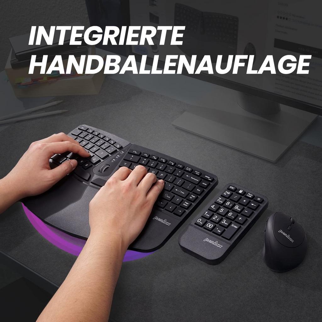 PERIDUO-606 Draadloos Ergonomisch Toetsenbord + Muis, Computers en Software, Toetsenborden, Ophalen, Ergonomisch, Nieuw, Draadloos