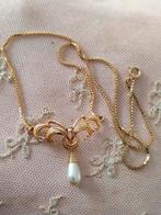 Ketting goudkleur met parel, Sieraden, Tassen en Uiterlijk, Kettingen, Verzenden, Zo goed als nieuw, Goud, Overige materialen