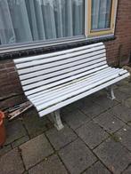 Witte tuinbank met metalen frame, Ophalen of Verzenden, Gebruikt, Metaal
