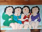 Dikke dames schilderij op doek 80 x 140, Antiek en Kunst, Ophalen