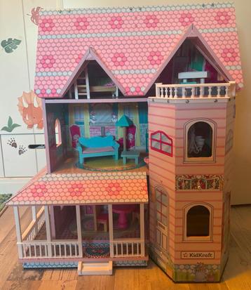 Groot poppenhuis hout van KidKraft + accessoires. beschikbaar voor biedingen