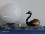 Art deco bedlampje nachtlamp gans zamac op marmer, Antiek en Kunst, Ophalen of Verzenden