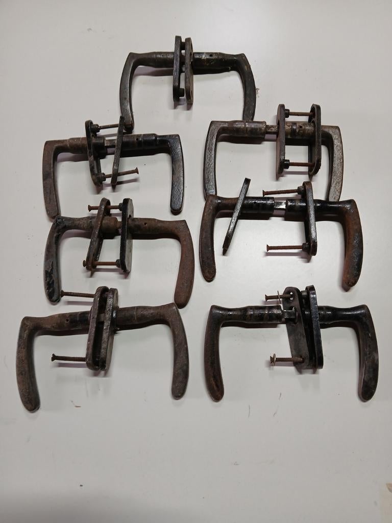 Gietijzeren deurkrukken 7 stuks, Ophalen of Verzenden, Klink of Kruk