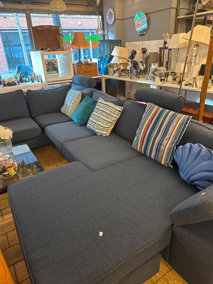 Blauwe Hoekbank - Comfortabel en Stijlvol!, Huis en Inrichting, Stoelen, Gebruikt, Stof, Ophalen of Verzenden