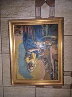Mooi borduurwerk, gouden lijst, Antiek en Kunst, Kunst | Schilderijen | Klassiek, Ophalen of Verzenden
