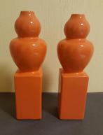 Set van 2 oranje space age design vazen in keramiek, Ophalen of Verzenden, Huis en Inrichting
