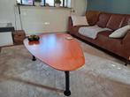 Design salontafel kersenhout met zwarte metalen poten, Ophalen, 100 tot 150 cm, 50 tot 100 cm, Zo goed als nieuw