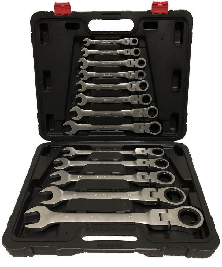 Steek- ringratel sleutel set 13dlg. Flexibele kop, Auto diversen, Overige Auto diversen, Ophalen of Verzenden