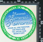 Sticker: De Romanos - Montfort, Ophalen of Verzenden, Zo goed als nieuw, Bedrijf of Vereniging