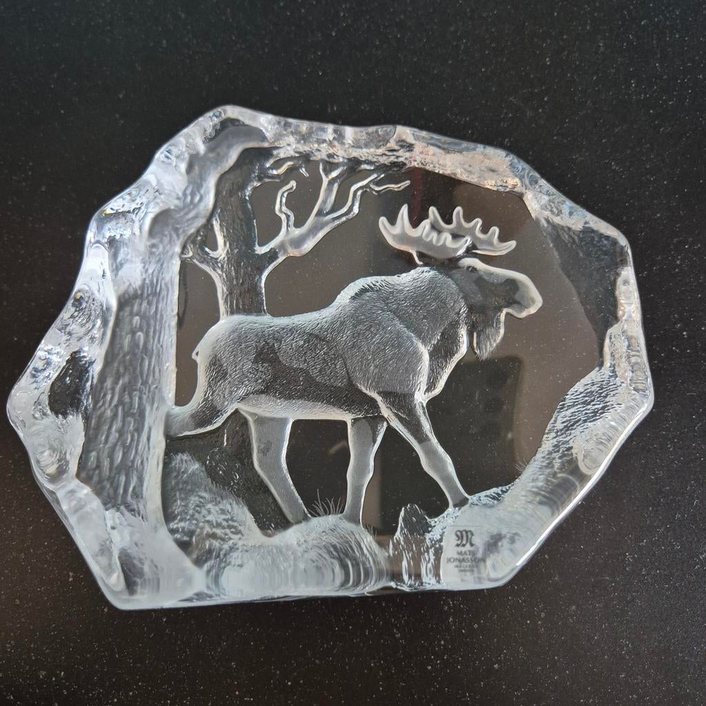 Kristallen sculptuur van een eland, Mats Jonasson, Maleras, Antiek en Kunst, Ophalen of Verzenden