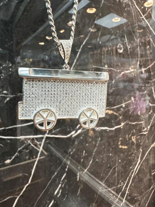 Prachtige 925 zilveren woonwagen hanger, Sieraden, Tassen en Uiterlijk, Kettinghangers, Nieuw, Zilver, Zilver, Overige voorstellingen