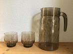 Vintage Waterkan Rookglas+ 2 glazen  – Luminarc France, Ophalen of Verzenden, Overige typen