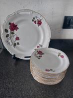 Vintage gebakstel met roosjes, Ophalen of Verzenden