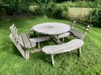 ronde houten tuinbank/tafel, Ophalen of Verzenden, Gebruikt, Hout