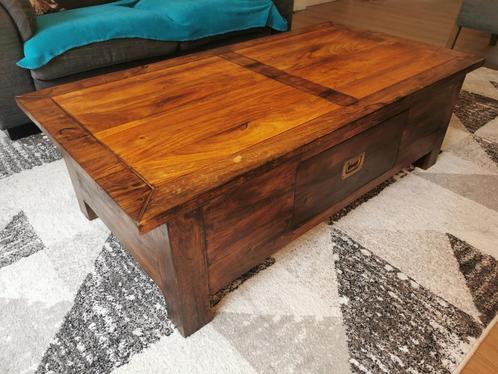 Houten salontafel, Huis en Inrichting, Tafels | Salontafels, Gebruikt, Minder dan 50 cm, 50 tot 100 cm, 100 tot 150 cm, Rechthoekig