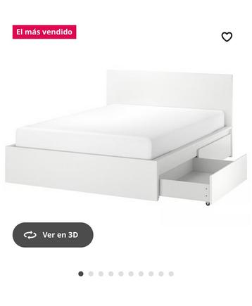 MALM Bedframe, hoog, met 1bedlades, wit, 140x200 cm