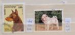 2 postzegels Cambodja; honden, Ophalen of Verzenden, Gestempeld, Dier of Natuur