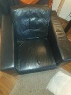 2 leren zwarte mooie sofa s., Ophalen, Gebruikt, 75 tot 100 cm