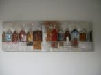 Schilderij Huisjes - Bruin Rood Beige - 150 x 50 - Nieuw, Antiek en Kunst, Kunst | Schilderijen | Abstract, Ophalen