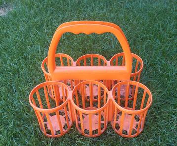Vintage curver flessenrek brocant limonade/melk  oranje  beschikbaar voor biedingen