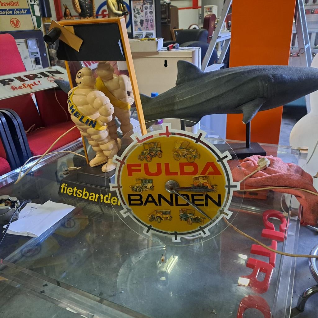 Fulda Vintage garage klokje, Verzamelen, Ophalen, Gebruikt, Reclamebord
