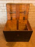 Stoere vooroologse kist/hutkoffer/reiskoffer met tekst + 9, Minder dan 50 cm, Gebruikt, 50 tot 100 cm, 50 tot 75 cm
