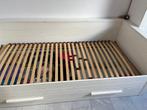 Wit houten bed 90x200 met lades/ bedbank, Ophalen, 90 cm, Eenpersoons, Wit
