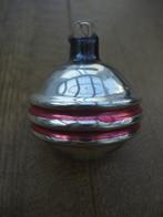 Mooie oude glazen Ajeko kerstbal met rose ringen in relief, Ophalen of Verzenden, Gebruikt