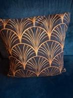 kussen art deco print met rits zwart met goud kleur zgan, Ophalen of Verzenden, Zo goed als nieuw, Zwart, Vierkant